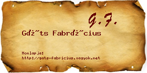 Gáts Fabrícius névjegykártya
